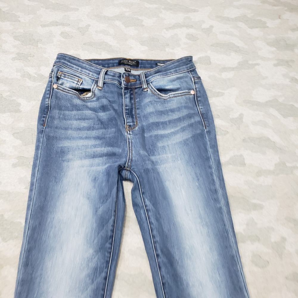 Judy Blue Jeans Womens 7/28 Blue Trouser Flare Denim Medium Wash Stretch - Picture 2 of 11